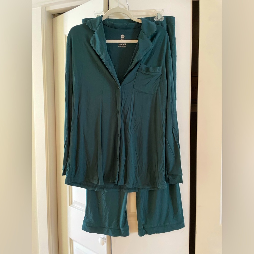 Kindred Bravely Clea Bamboo Classic Long Sleeve Pajama Set Large Evergreen